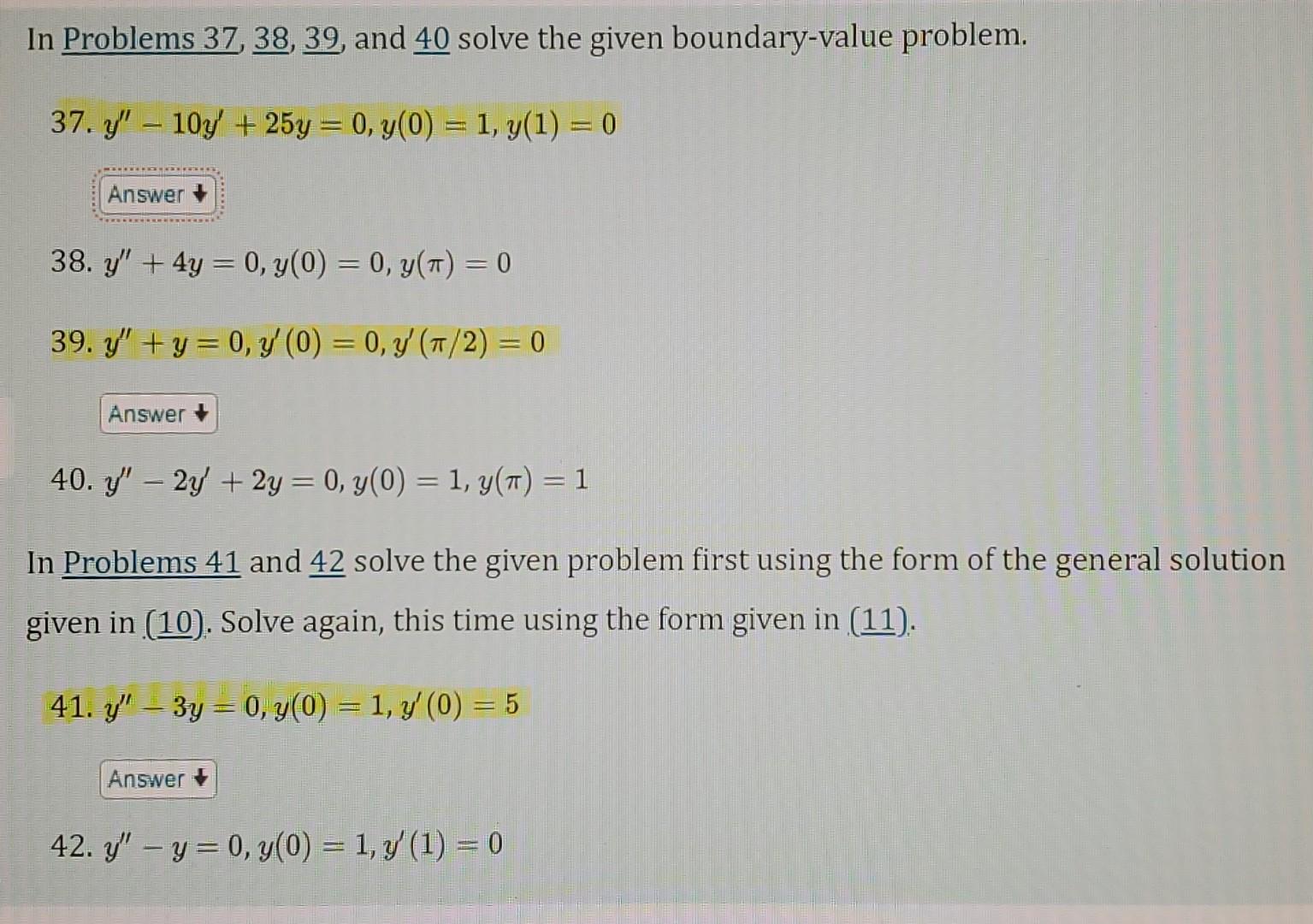 Solved In Problems 37, 38, 39, and 40 solve the given | Chegg.com