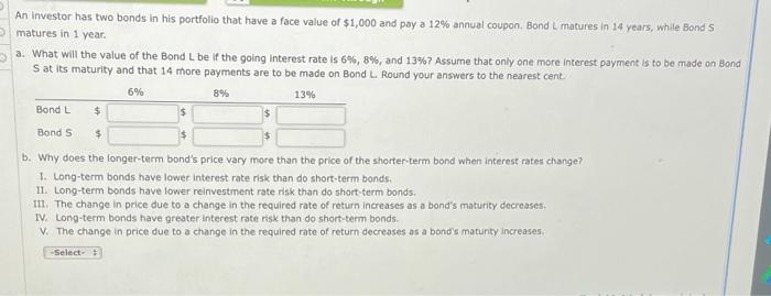 Solved An Investor Has Two Bonds In His Portfolio That Have | Chegg.com