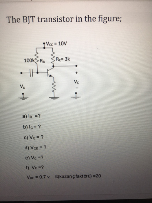 Solved The Bjt Transistor In The Figure Vcc 10v 100k R Chegg Com