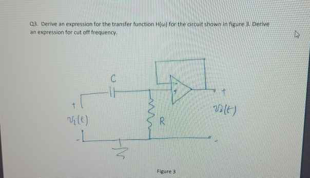 Solved Q3. Derive an expression for the transfer function () | Chegg.com