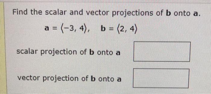 Solved Find the scalar and vector projections of b onto a. a | Chegg.com