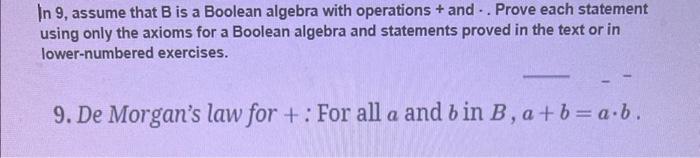 Solved In 9 , Assume That B Is A Boolean Algebra With | Chegg.com