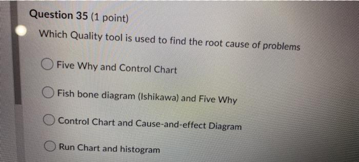 Solved Question 35 (1 point) Which Quality tool is used to | Chegg.com