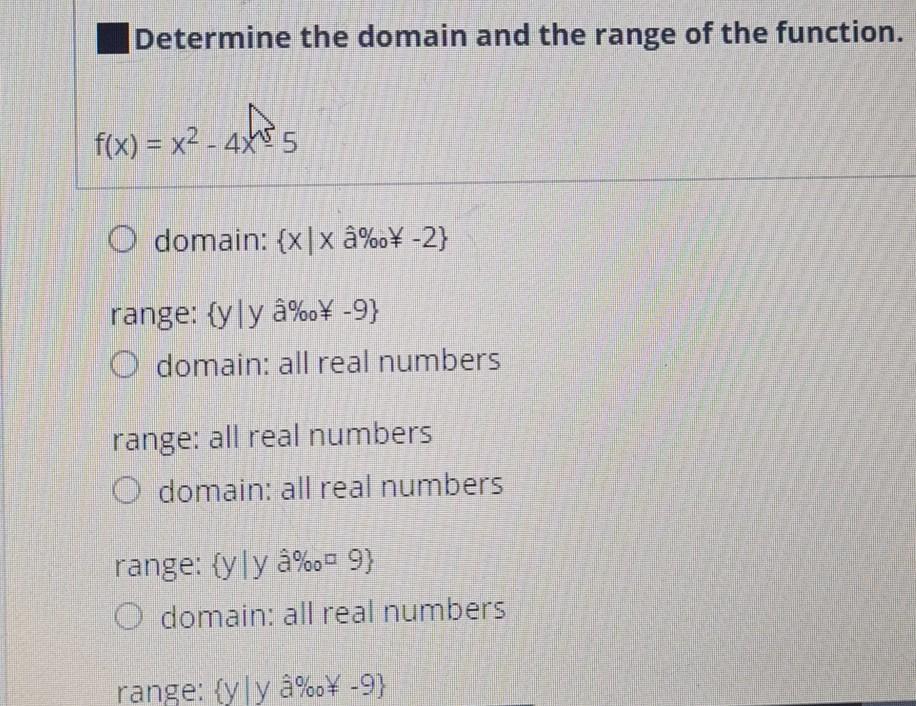 Solved Determine The Domain And The Range Of The Function Chegg Com