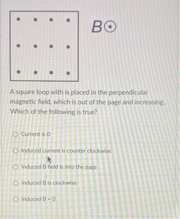 Solved . BO . A square loop with is placed in the | Chegg.com
