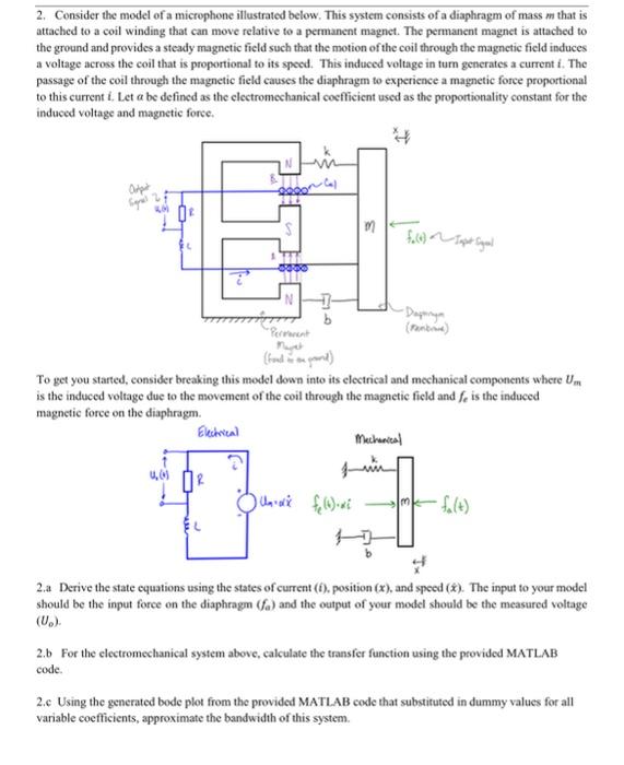 Solved 2. Consider the model of a microphone illustrated | Chegg.com