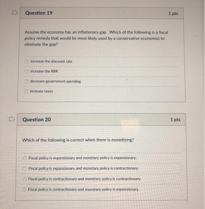 Solved Question 19 1 pts Assume the economy has an | Chegg.com