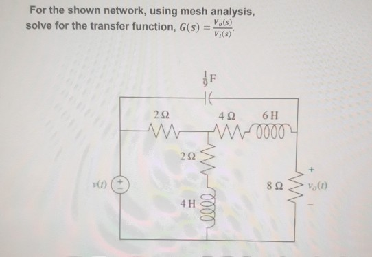 Solved For the shown network, using mesh analysis, solve | Chegg.com