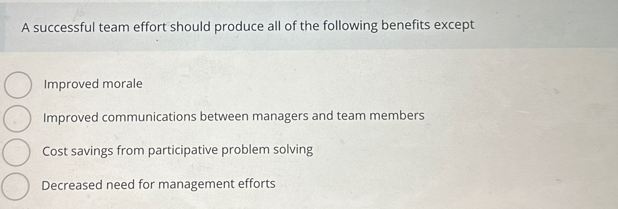 Solved A successful team effort should produce all of the