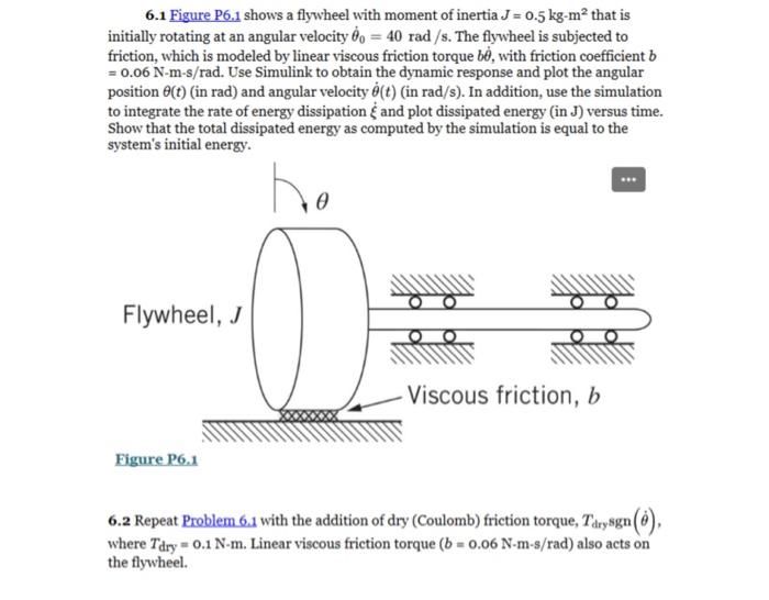 Solved 6.1 Figure P6.1 shows a flywheel with moment of | Chegg.com