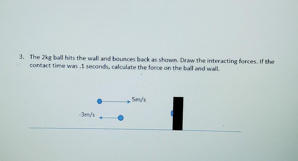 Solved 3. The 2kg ball hits the wall and bounces back as