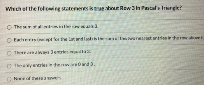 Solved Which of the following statements is true about Row 3 | Chegg.com