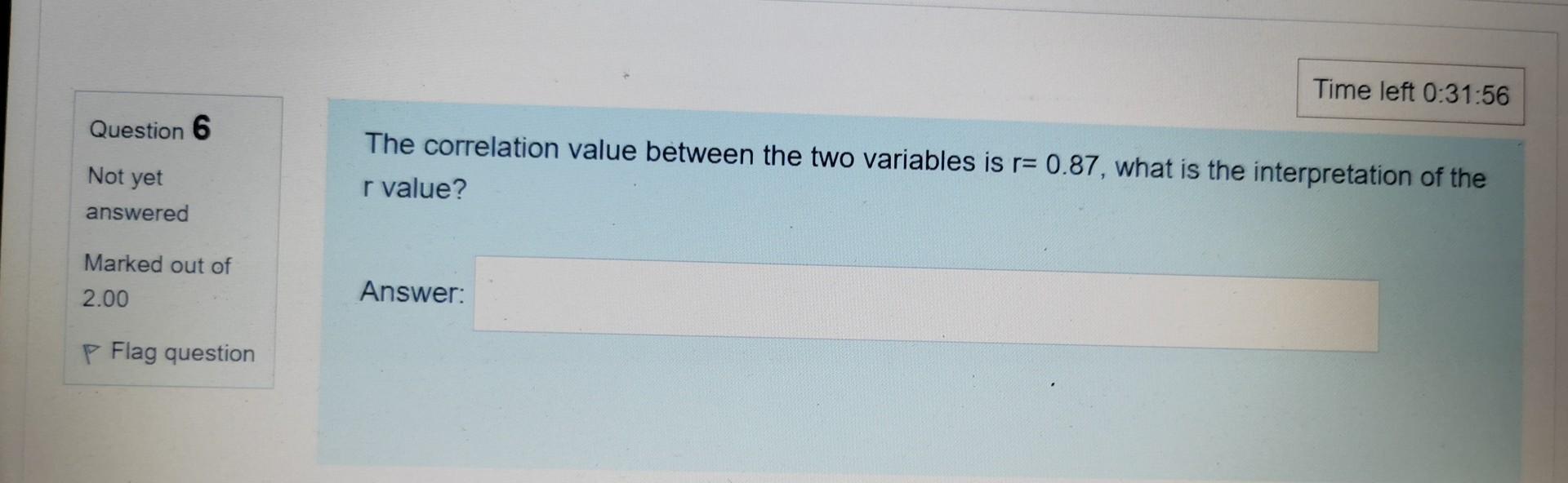 Solved The correlation value between the two variables is | Chegg.com