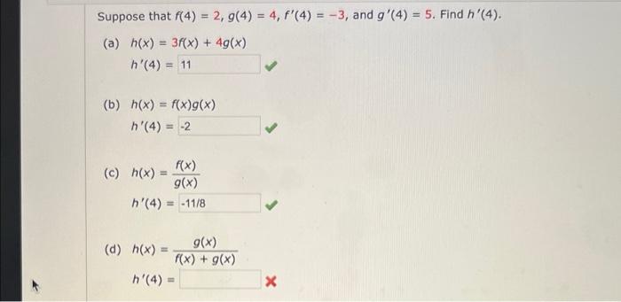 Solved Suppose That F 4 2 G 4 4 F 4 3 And