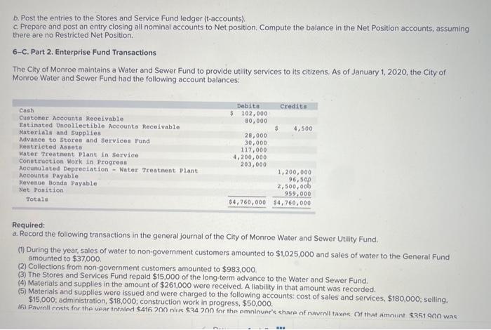 6-C. Part 1. Internal Service Fund Transactions The | Chegg.com