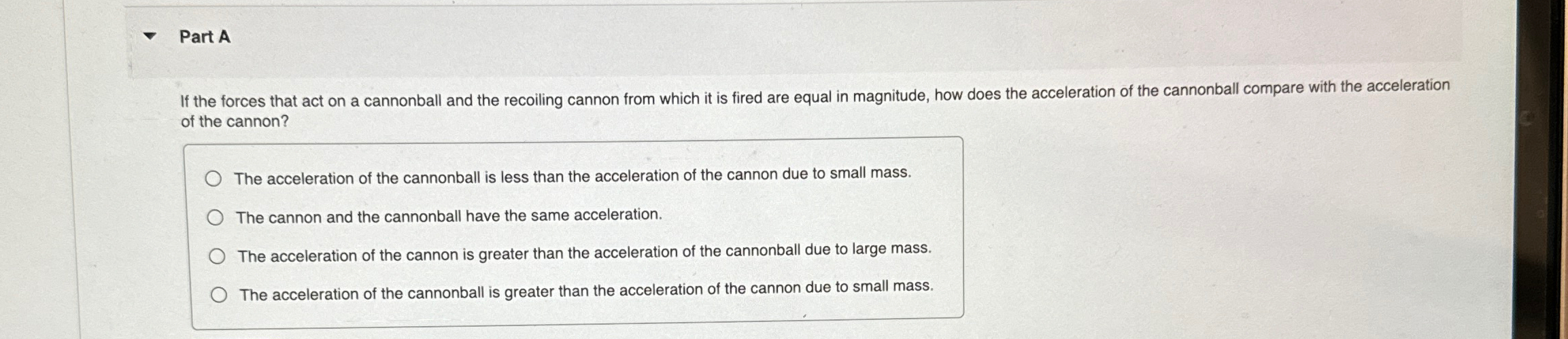 Solved Part Aif The Forces That Act On A Cannonball And The 