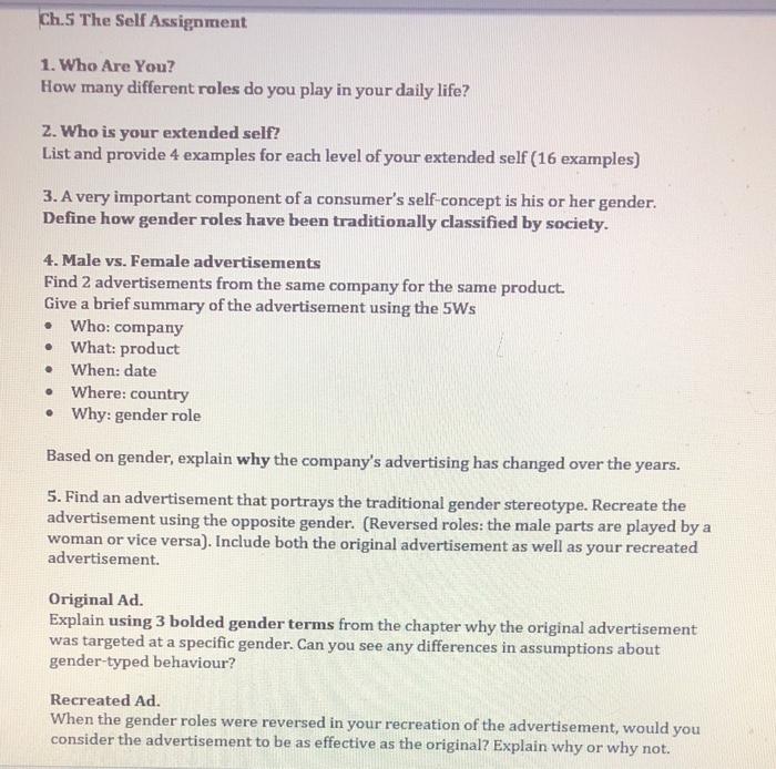 Solved Ch.5 The Self Assignment 1. Who Are You? How many | Chegg.com