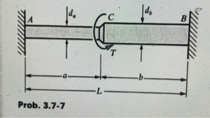 Solved 3.7-7 A solid circular shaft AB of total length L is | Chegg.com