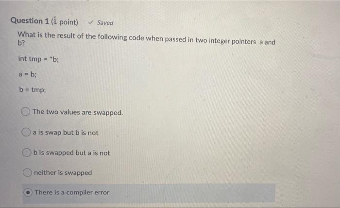 Solved Question 1 1 Point Saved What Is The Result Of