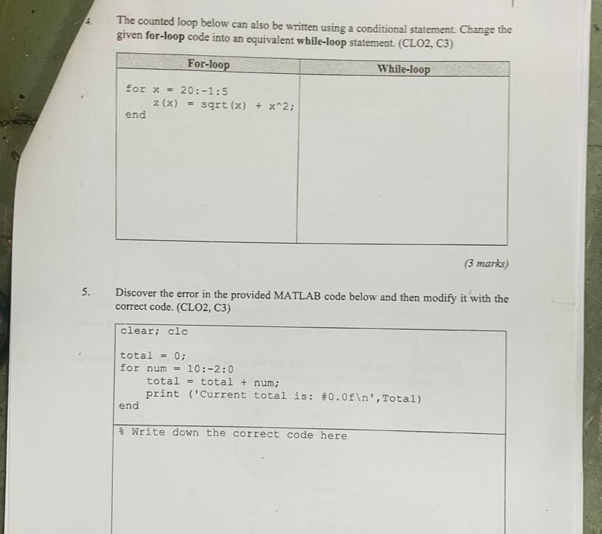 Solved The counted loop below can also be written using a | Chegg.com