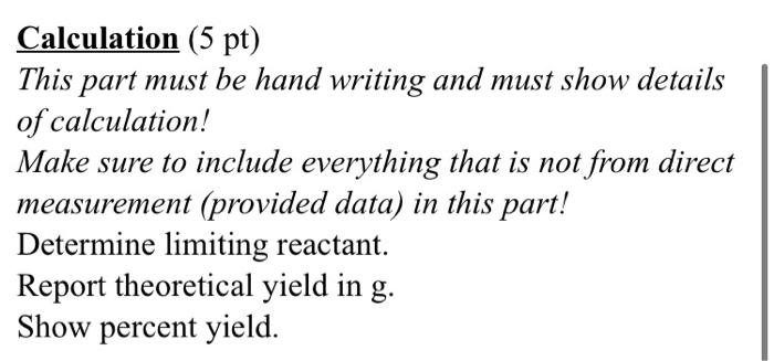 Calculation (5 pt) This part must be hand writing and | Chegg.com