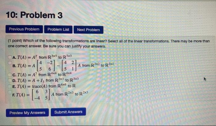 Solved 10: Problem 3 Previous Problem Problem List Next | Chegg.com