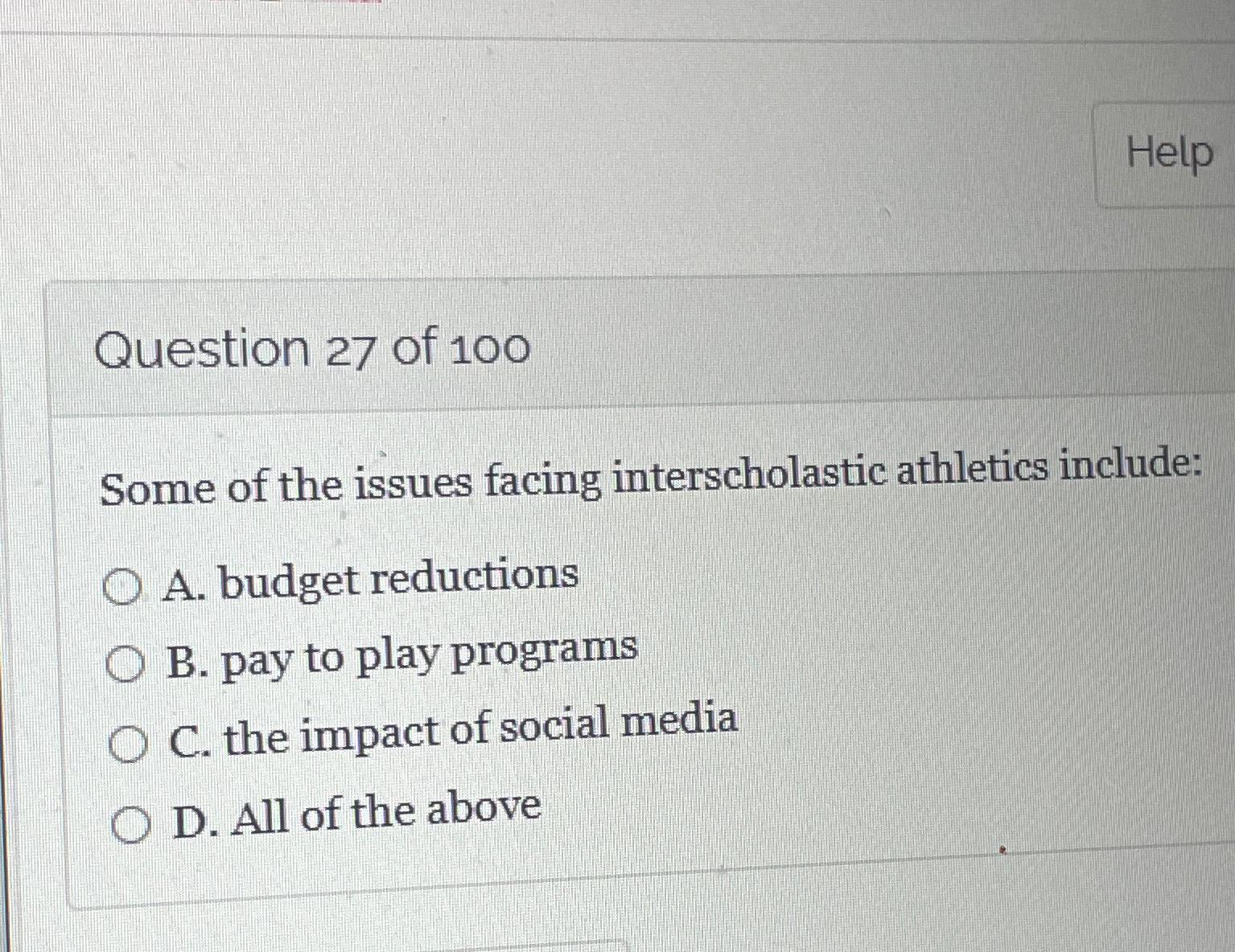 Solved HelpQuestion 27 ﻿of 100Some of the issues facing | Chegg.com