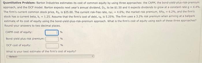 Solved a Quantitative Problem: Barton Industries estimates | Chegg.com