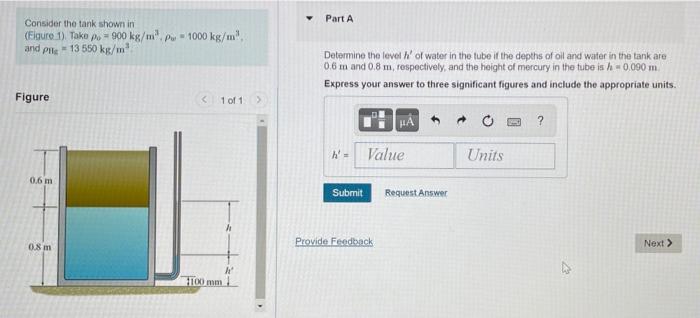 Solved v Part A Consider the tank shown in (Figure 1). Tako | Chegg.com