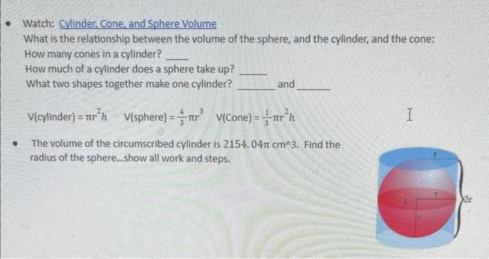 volume of cylinder and cone relationship