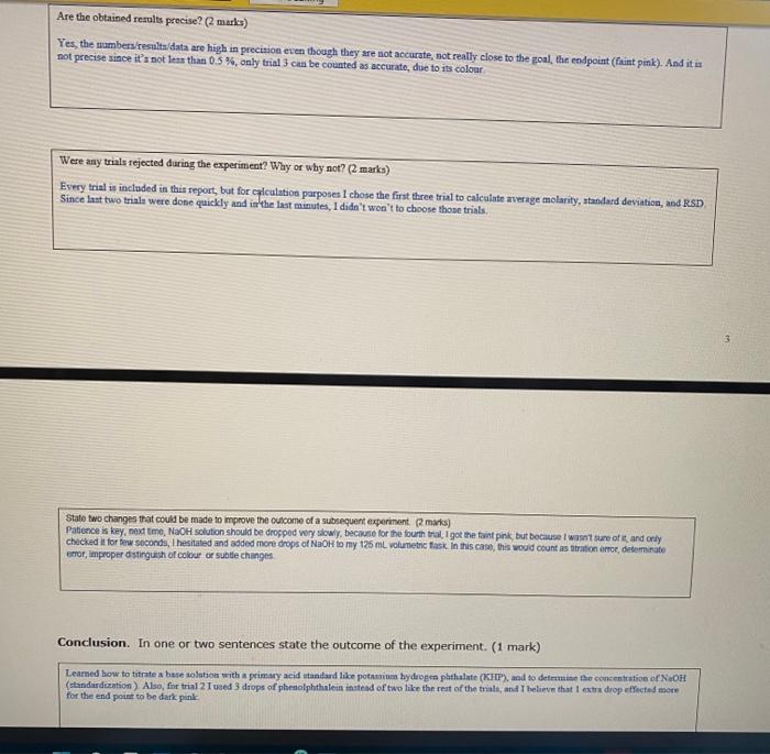 Solved Title: Standardization of NaOH by using KHP (1 mark) | Chegg.com