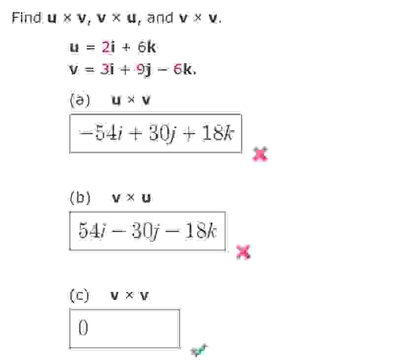 Solved Find U×vv×ur ﻿and 0603