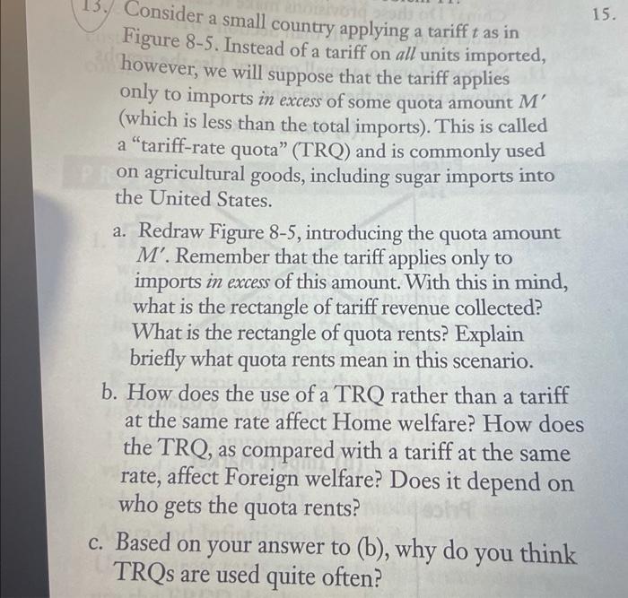 Solved 15. Consider a small country applying a tarifft as in | Chegg.com