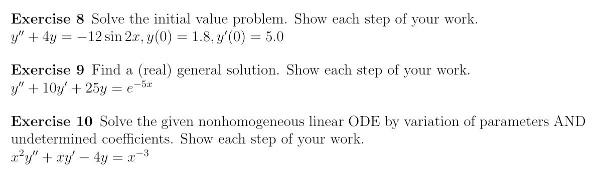 Solved please show your work for the following problems so I | Chegg.com
