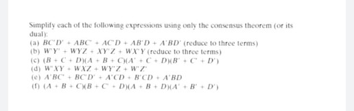 Solved Simplify Each Of The Following Expressions Using Only | Chegg.com