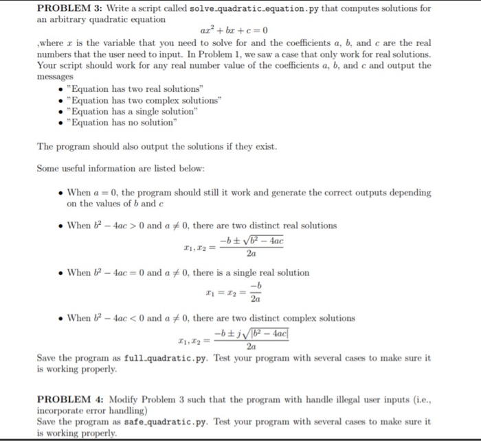 Solved PROBLEM 3: Write a script called solve | Chegg.com