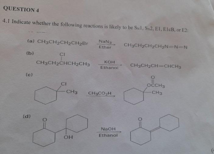 Solved 4.1 Indicate whether the following reactions is | Chegg.com