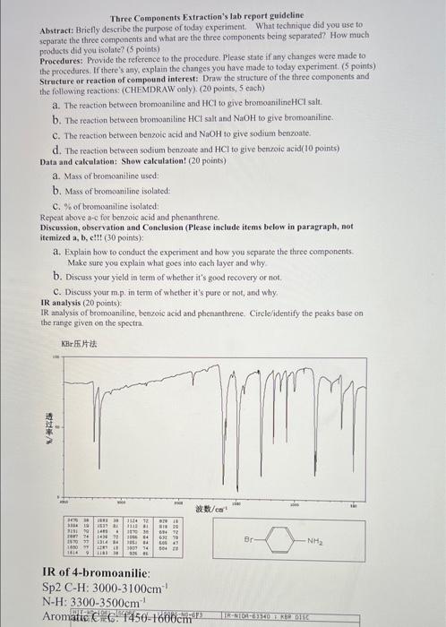Three Components Extraction's lab report guideline | Chegg.com