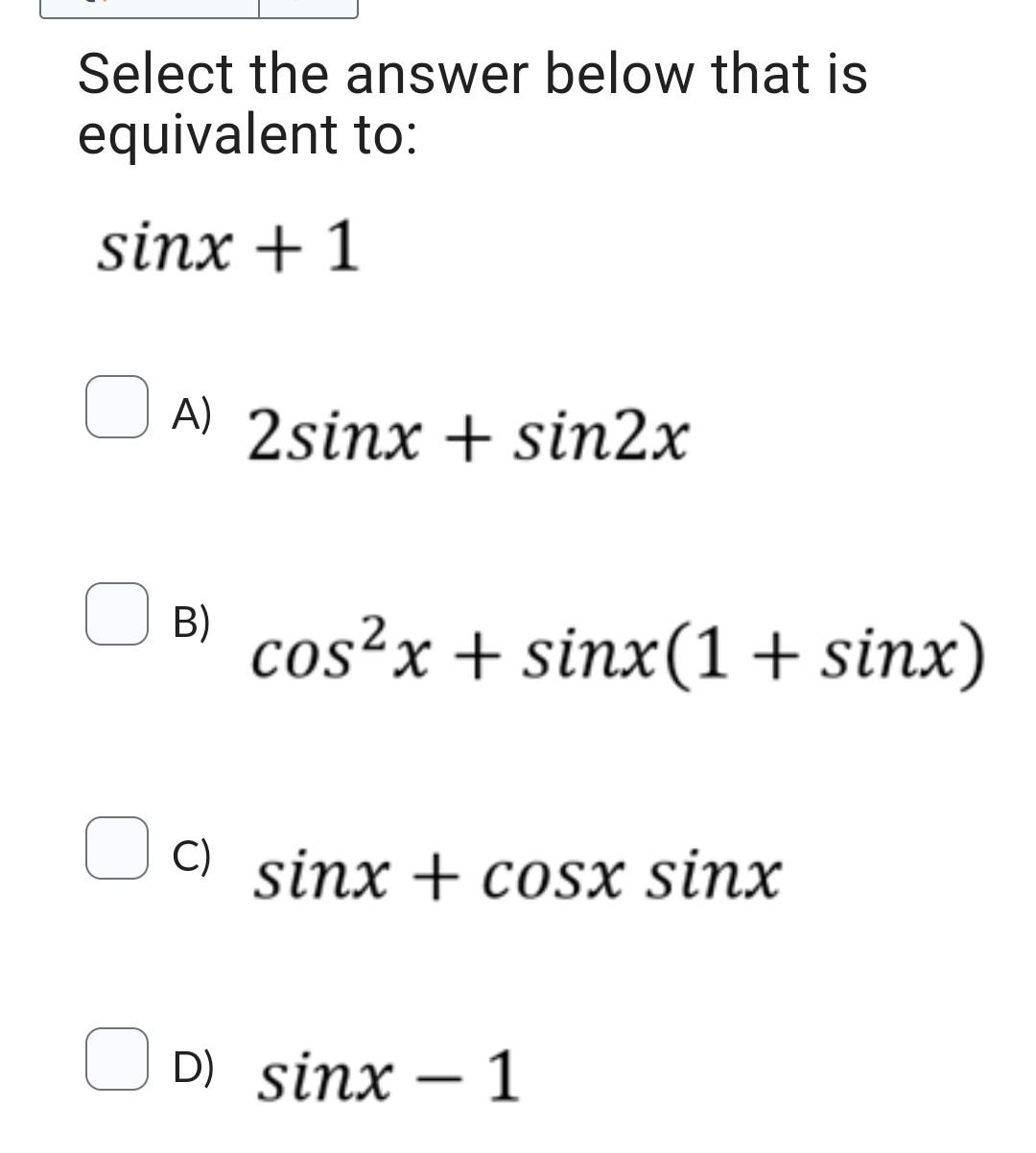 1 2 sin x is equal to