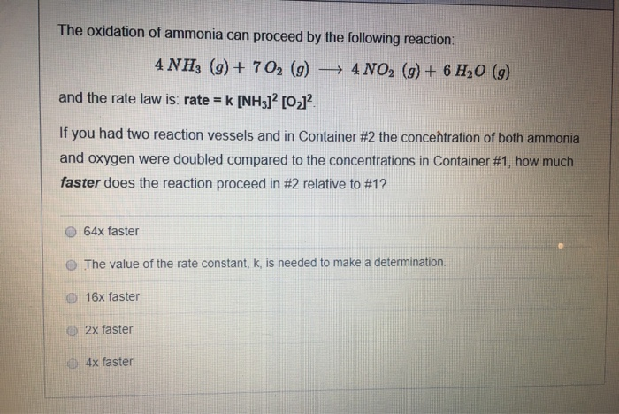 Solved The oxidation of ammonia can proceed by the | Chegg.com