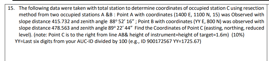 Solved The following data were taken with total station to | Chegg.com