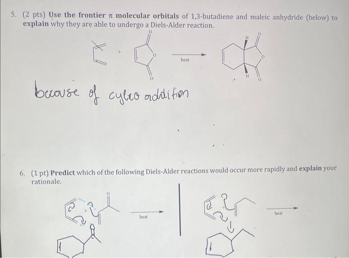 Solved ( 2 pts) Use the frontier π molecular orbitals of 1,3 | Chegg.com