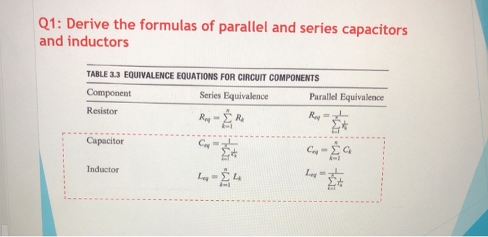 Solved Q1: Derive the formulas of parallel and series | Chegg.com