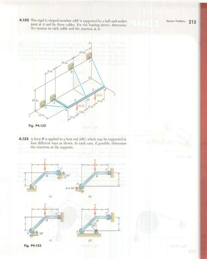 Solved The rigid L-shaped member ABF, is supportd by a ball | Chegg.com