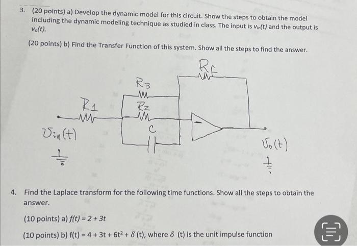 Solved 3. (20 points) a) Develop the dynamic model for this | Chegg.com