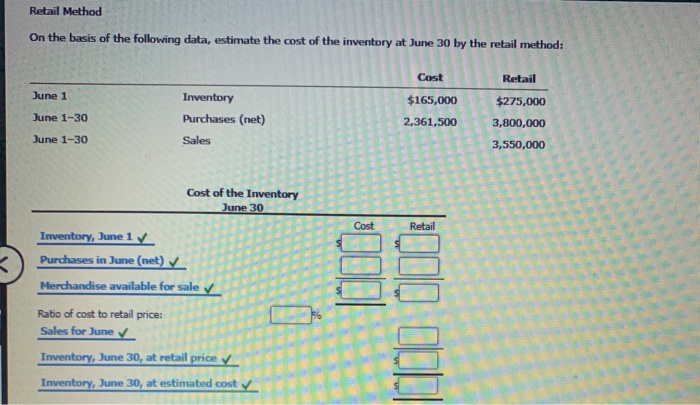 Solved Retail Method On The Basis Of The Following Data,