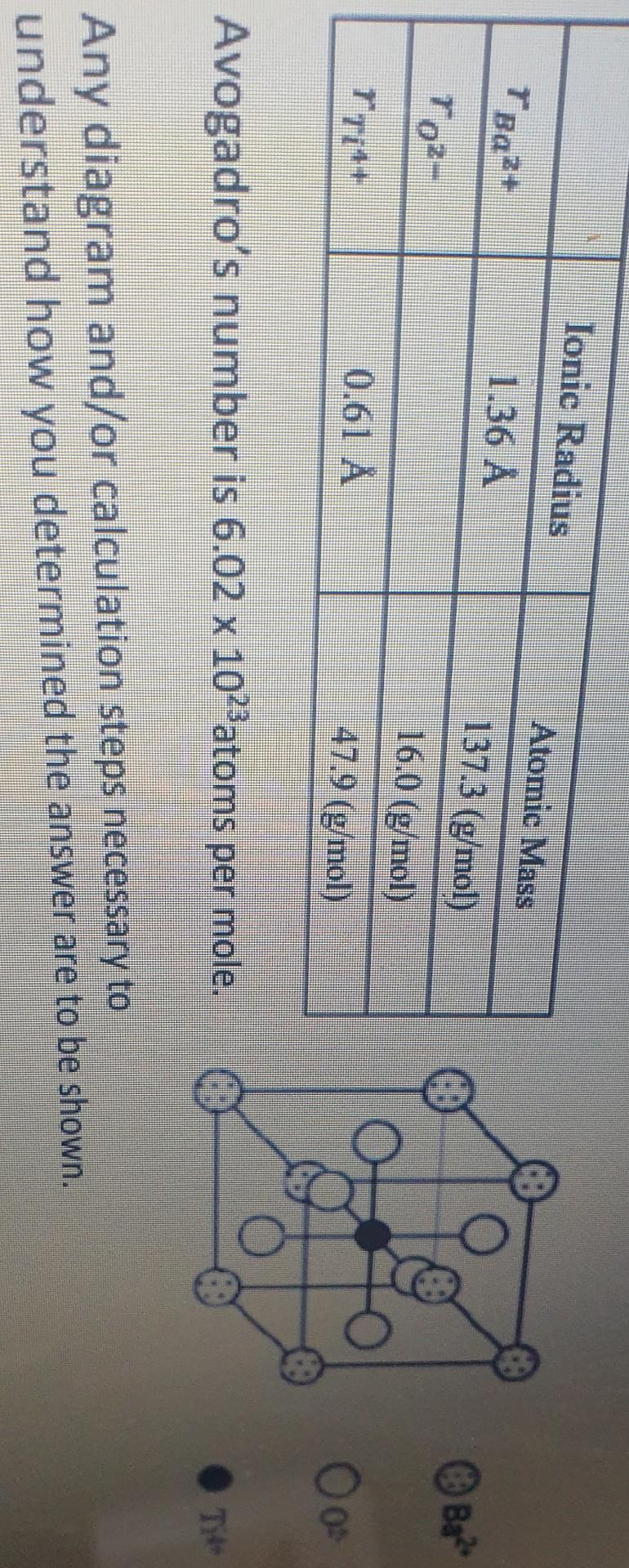 Solved BaTiO3 has a perovskite structure, where the Ba2+ and | Chegg.com