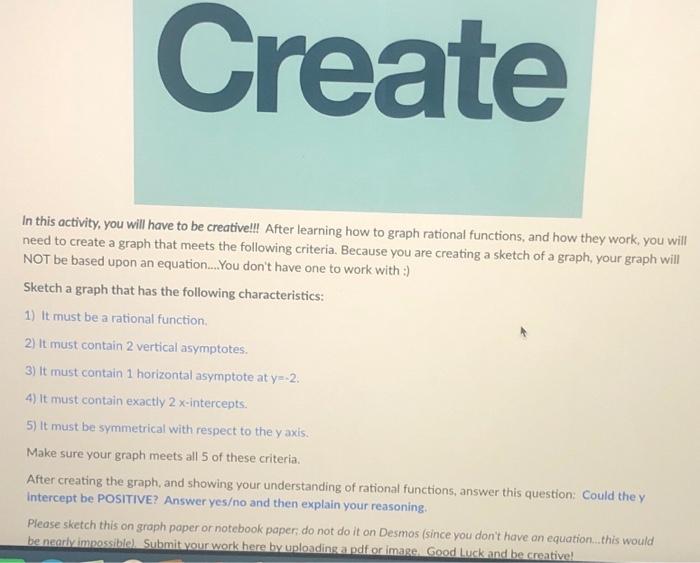 Solved Create In this activity, you will have to be | Chegg.com