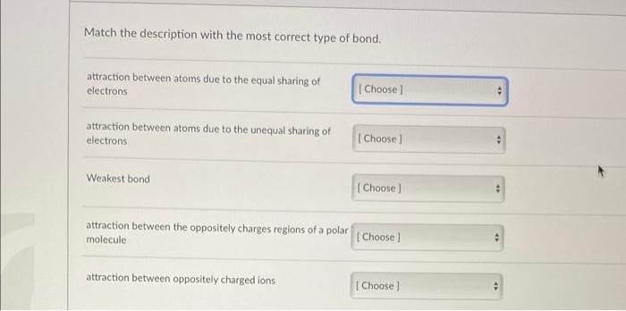 Solved Match the description with the most correct type of | Chegg.com