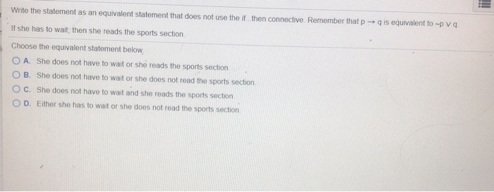 Solved Write the statement as an equivalent statement that | Chegg.com